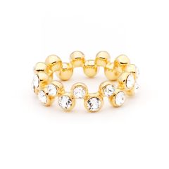 Fidelity Ring Gold Bubbles Band 16k Gold Plated with Swarovski Crystal Cocktail Statement
