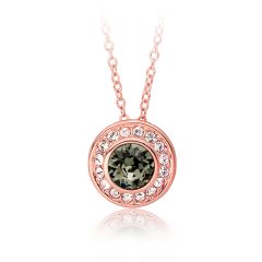 Angelic Pendant Necklace with Swarovski Black Diamond Crystals Rose Gold Plated