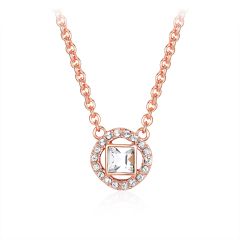 Angelic Square Pendant with Swarovski Crystals Rose Gold Plated