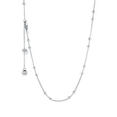Dotted Sphere Carrier Necklace Chain Rhodium Plated
