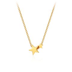 Double Star Necklace in Sterling Silver Gold Plated