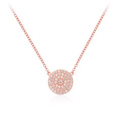 Circle CZ Pave Statement Necklace in Sterling Silver Rose Gold Plated