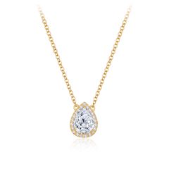 Pear Cut Elegance CZ Necklace in Sterling Silver Gold Plated
