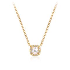 Square Cut Elegance CZ Necklace in Sterling Silver Gold Plated