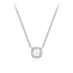 Square Cut Elegance CZ Necklace in Sterling Silver Rhodium Plated