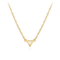 Minimal Bezel Set Triangle Cut CZ Necklace in Sterling Silver Gold Plated