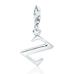 Letter Z Initial Charm Rhodium Plated